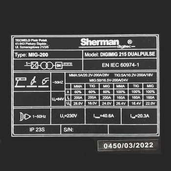 SHERMAN DIGIMIG 215 DUALPULSE