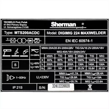 Sherman DIGIMIG 224 MAXIWELDER
