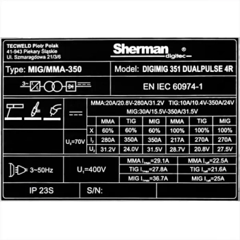 Sherman DIGIMIG 351 DUALPULSE 4R