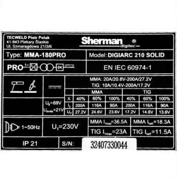 Sherman DIGIARC 210 SOLID