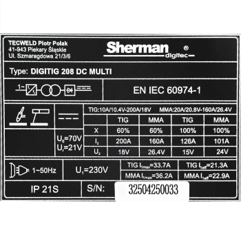 SHERMAN DIGITIG 208 DC MULTI
